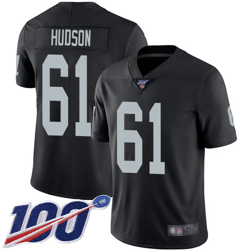 Men Oakland Raiders Limited Black Rodney Hudson Home Jersey NFL Football #61 100th Season Vapor Jersey->oakland raiders->NFL Jersey
